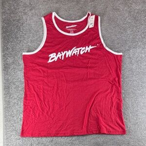 NWT Baywatch Tank Top Sleeveless Shirt Red White Mens XXL Malibu Beach Patrol